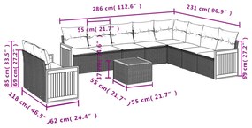 vidaXL Σαλόνι Κήπου Σετ 11 τεμ. Μπεζ Συνθετικό Ρατάν με Μαξιλάρια