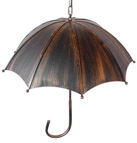 GloboStar UMBRELLA 01406 Vintage Industrial Κρεμαστό Φωτιστικό Οροφής Πολύφωτο 5 x E27 Μαύρο Καφέ Σκουριά Μεταλλικό Φ58 x Υ60cm