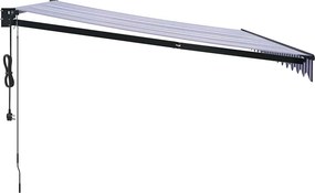 vidaXL Τέντα Πτυσσόμενη Αυτόματη Μπλε / Λευκό 4 x 3 μ.