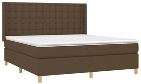 Κρεβάτι Boxspring με Στρώμα Σκούρο Καφέ 160x200 εκ Υφασμάτινο - Καφέ