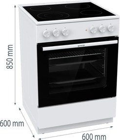 Ηλεκτρική Κεραμική κουζίνα Gorenje Λευκή GEC6A41WC 60x60x85 εκ.