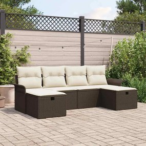vidaXL Σετ Καναπέ Κήπου 6 pcs Καφέ και κρεμ 251 x 117 x 85 εκ.