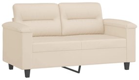 vidaXL Καναπές Διθέσιος Beige 120 εκ. Ύφασμα Μικροϊνών με Μαξιλάρια