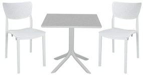 Τραπεζαρία Groovy-Ignite pakoworld σετ 3τεμ PP λευκό 80x80x74,5εκ. 253-000106