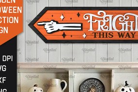 Σετ των 2 Intra απο ξύλο plywood 3mm-4mm πάχος Τρισδιάστατη αποκριάτικη πινακίδα κατεύθυνσης κοπής με λέιζερ Δίασταση 15x15 cm INTRAFABR-106665099