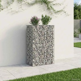 vidaXL Ανασηκωμένο κρεβάτι gabion Ασημί