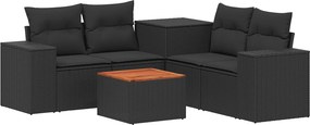 vidaXL Σετ Καναπέ 6 τμχ. Μαύρο 55 x 55 x 37 εκ Πολυ-ρακί και Χάλυβας