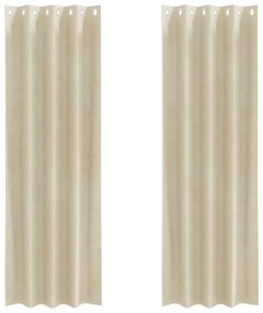 vidaXL Κουρτίνες με κουρτίνες 2 pcs Κρεμ 140 x 225 cm Βελούδο