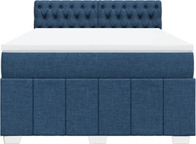 vidaXL Κρεβάτι Boxspring με Στρώμα Μπλε 160x200 εκ. Υφασμάτινο
