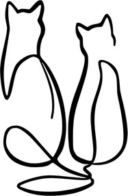 Decorative Metal Wall Accessory Couple Cat Love Black