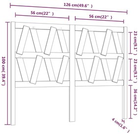 vidaXL Κεφαλάρι Κρεβατιού 126 x 4 x 100 εκ. από Μασίφ Ξύλο Πεύκου