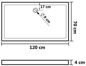 Βάση Ντουζιέρας Ορθογώνια Μαύρη 70 x 120 εκ. από ABS - Μαύρο