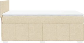 vidaXL Κρεβάτι Boxspring με Στρώμα Κρεμ 100 x 200 εκ. Υφασμάτινο