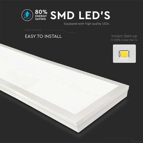 V-TAC LED panel Baclite χωνευτό/επιφανειακό 120×30 40W 3000K θερμό λευκό 100LM/W 6624