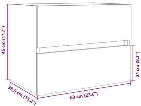 Ντουλάπι Νιπτήρα Sonoma Δρυς 60x38,5x45 εκ. Επεξεργασμένο Ξύλο - Καφέ