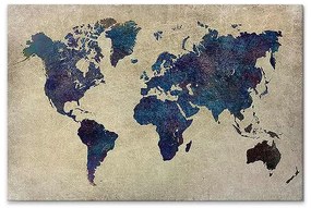 Πίνακας σε καμβά "World Map" Megapap ψηφιακής εκτύπωσης 75x50x3εκ.-GP033-0040