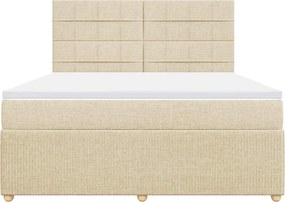vidaXL Κρεβάτι Boxspring με Στρώμα Κρεμ 180x200 εκ. Υφασμάτινο