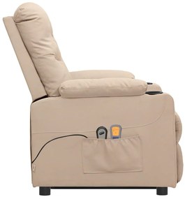 vidaXL Πολυθρόνα Μασάζ με Ανύψωση Κρεμ Υφασμάτινη