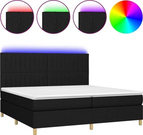 vidaXL Κρεβάτι Boxspring με Στρώμα &amp; LED Μαύρο 200x200 εκ. Υφασμάτινο