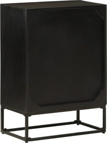 vidaXL Ντουλάπι Μαύρο 55x30x76 εκ. από Μασίφ Ξύλο Μάνγκο και Σίδηρο
