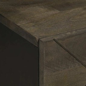 Κομοδίνα 2 τεμ. Μαύρα 40 x 33 x 46 εκ. από Μασίφ Ξύλο Μάνγκο - Μαύρο