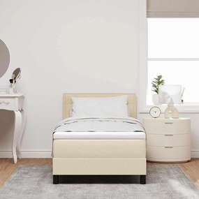 vidaXL Κρεβάτι με ελατήρια με στρώμα με led Κρεμ 90 x 200 cm ύφασμα