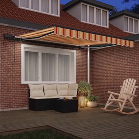 vidaXL Χειροκίνητη τέντα με ηλιακό LED 3,5 x 2,5 m