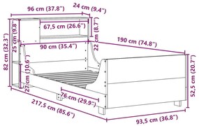 Σκελετός Κρεβ. Χωρίς Στρώμα Καφέ Κεριού 90x190 εκ Μασίφ Πεύκο - Καφέ