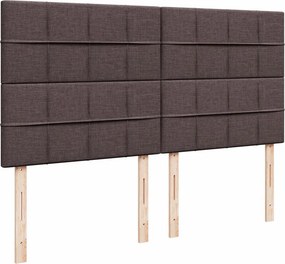 vidaXL Κρεβάτι Boxspring με Στρώμα Σκούρο Καφέ 200x200 εκ. Υφασμάτινο