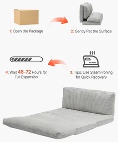VEVOR Folding Sofa Bed Foldable Couch Bed with Washable Cover Dark Grey (Full)