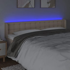 vidaXL Κεφαλάρι Κρεβατιού LED Καπουτσίνο 203x16x78/88εκ. Συνθετ. Δέρμα