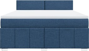 vidaXL Κρεβάτι Boxspring με Στρώμα Μπλε 180x200 εκ. Υφασμάτινο