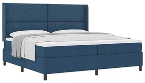 vidaXL Κρεβάτι με ελατήρια με στρώμα Μπλε 200 x 200 cm ύφασμα