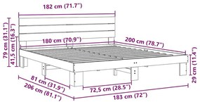 Πλαίσιο κρεβατιού με κεφαλάρι χωρίς στρώμα 180x200 cm - Καφέ