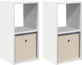 vidaXL Κομοδίνο 2 τμχ. Λευκό 30,5 x 27 x 59,5 εκ Επεξεργασμένο Ξύλο