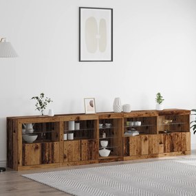 vidaXL μπουφές με φώτα LED Παλιό ξύλο 283x37x67 εκ. Επεξεργασμένου ξύλου