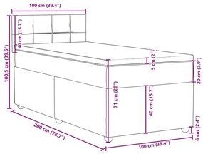 Κρεβάτι Boxspring με Στρώμα Κρεμ 100 x 200 εκ. Υφασμάτινο - Κρεμ