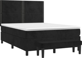vidaXL Κρεβάτι Boxspring με Στρώμα Μαύρο 140x190 εκ. Βελούδινο