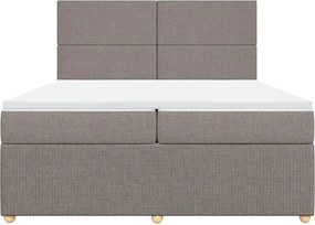 vidaXL Κρεβάτι Boxspring με Στρώμα Taupe 200x200 εκ. Υφασμάτινο