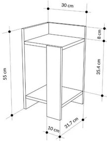 Κομοδίνο Elos Megapap χρώμα saphhire oak - silky black 30x31,7x55εκ.