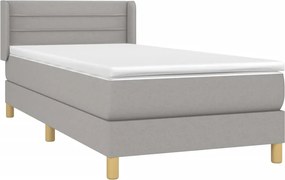 vidaXL Κρεβάτι Boxspring με Στρώμα Ανοιχτό Γκρι 100x200 εκ. Υφασμάτινο