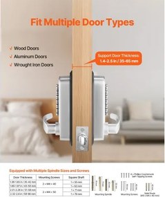 VEVOR Mechanical Keyless Entry Door Lock 14 Key Mechanical Keypad Lock Sliver