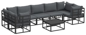 vidaXL Σετ Καναπέ Κήπου 8 pcs Μαύρο Αλουμίνιο