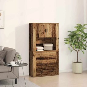 vidaXL Υψηλό Έπιπλο Παλιού Ξύλου 80x33x150 εκ. Κατασκευασμένη Ξυλεία