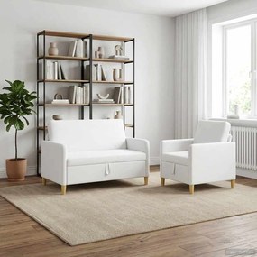 vidaXL Σαλονάκι Σετ Με Αποθηκευτικό Χώρο 2 pcs Λευκό Πολυεστέρας