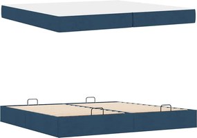 vidaXL Σκελετός κρεβατιού με στρώμα με στρώμα 2 pcs Μπλε ύφασμα
