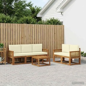 vidaXL Σειρά Καναπέ Εξωτερικού 6 pcs Φυσικό και Κρέμα Πολυεστέρας