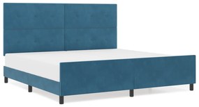 vidaXL Κρεβάτι Σκελετός Σκούρο Μπλε 200x200 εκ. Βελούδο
