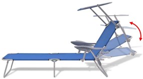 vidaXL Ξαπλώστρα Μπλε Ατσάλινη με Σκίαστρο