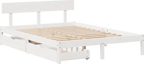 vidaXL Σκελετός Κρεβ. Χωρίς Στρώμα Λευκό 140x190 εκ Μασίφ Πεύκο